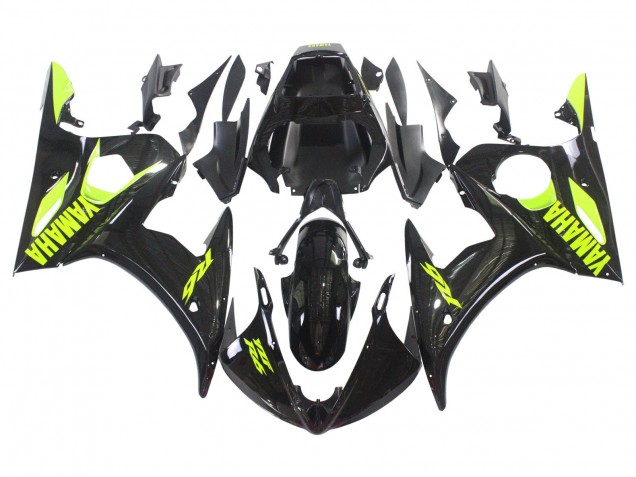 Online Negro Brillante Neon Amarillo Carenado Moto Yamaha YZF R6S 2006-2009