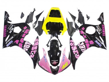 Online Amarillo Rosa Negro Brillante Rossi Repsol 46 Carenado Moto Yamaha YZF R6 2003-2004