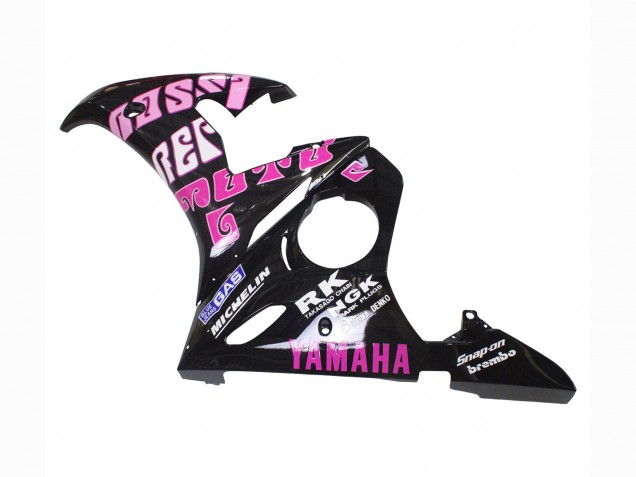 Online Amarillo Rosa Negro Brillante Rossi Repsol 46 Carenado Moto Yamaha YZF R6S 2006-2009