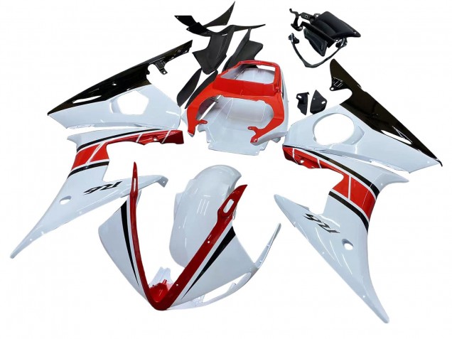Online Blanco Rojo Negro Brillante Carenado Moto Yamaha YZF R6 2003-2004