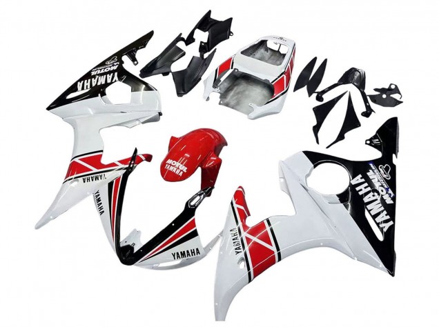 Online Blanco Rojo Negro Brillante Motul Carenado Moto Yamaha YZF R6S 2006-2009
