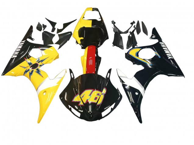 Online Negro Amarillo Rojo 46 Carenado Moto Yamaha YZF 600 R6 2005