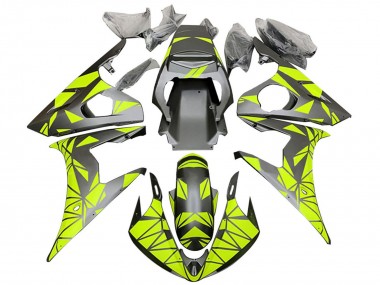 Online Negro Mate Neon Verde Carenado Moto Yamaha YZF 600 R6 2005