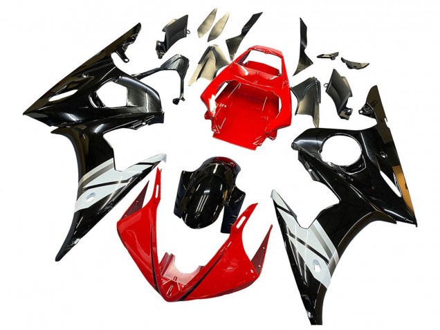 Online Rojo Blanco Negro Brillante Carenado Moto Yamaha YZF 600 R6 2005