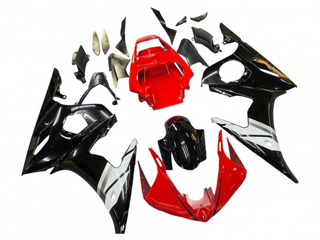 Online Rojo Blanco Negro Brillante Carenado Moto Yamaha YZF 600 R6 2005