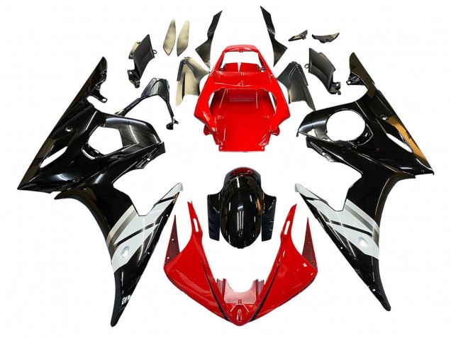 Online Rojo Blanco Negro Brillante Carenado Moto Yamaha YZF 600 R6 2005