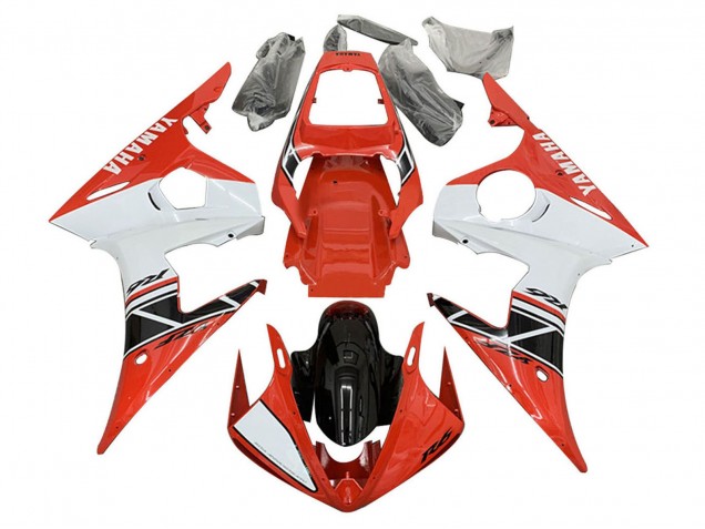 Online Blanco Rojo Negro Brillante Carenado Moto Yamaha YZF 600 R6 2005