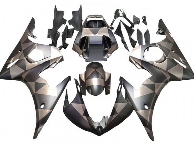 Online Negro Mate Gris Geométrico Carenado Moto Yamaha YZF 600 R6 2005