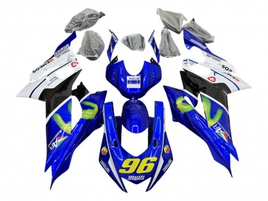 Online Blanco Azul Negro Verde MoviStar Semakin Didepan Carenado Moto Yamaha YZF 600 R6 2017-2023