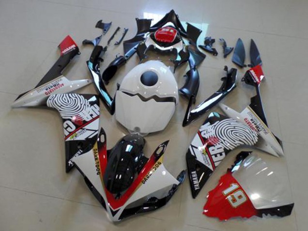 Online Blanco Rojo Negro Amarillo Dark Dog Carenado Moto Yamaha YZF R1 2007-2008