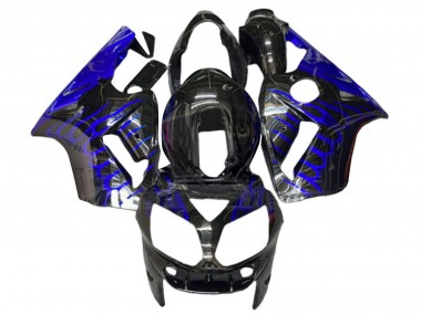 Online Negro Brillante Azul Llama Carenado Moto Kawasaki ZX12R 2000-2001
