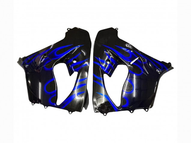 Online Negro Brillante Azul Llama Blanco Carenado Moto Kawasaki ZX9R 2000-2001