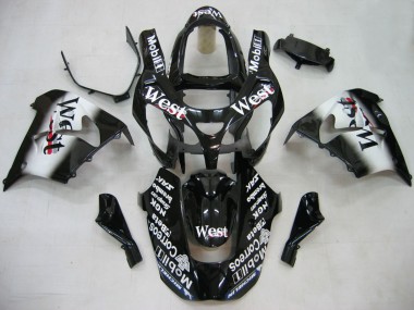 Online Negro Brillante Blanco West Carenado Moto Kawasaki ZX9R 2000-2001