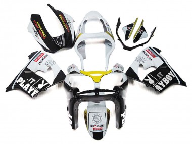 Online Blanco Amarillo Negro Brillante Playboy Carenado Moto Kawasaki ZX9R 2000-2001