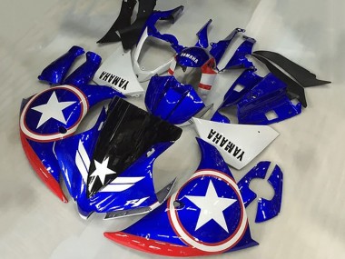 Online Azul Blanco Rojo Negro Estrella Captain America Carenado Moto Yamaha YZF R1 2009-2011