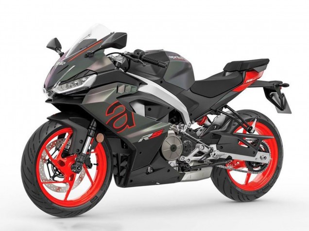 Online Negro Mate Gris Rojo Carenado Moto Aprilia RS457 2024-2025