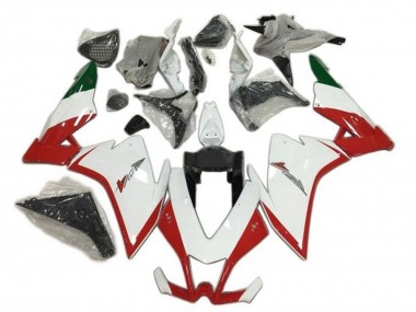 Online Rojo Blanco Verde Carenado Moto Aprilia RSV4 1000 2009-2015