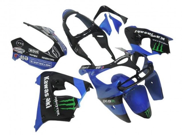 Online Azul Negro Verde Monstruo Carenado Moto Kawasaki ZX9R 2000-2001