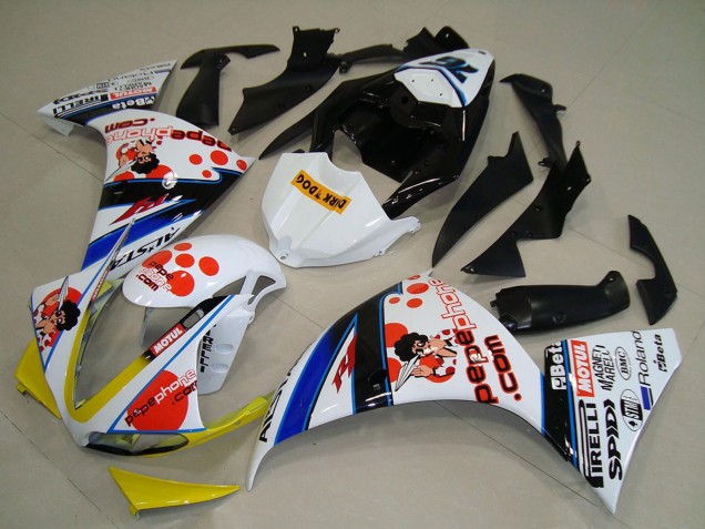 Online Blanco Rojo Amarillo Negro Pepe Phone Dark Dog Carenado Moto Yamaha YZF R1 2009-2011