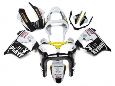 Online Blanco Negro Amarillo Playboy Carenado Moto Kawasaki ZX9R 2002-2003