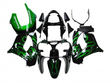 Online Negro Blanco Verde Llama Carenado Moto Kawasaki ZX9R 2002-2003