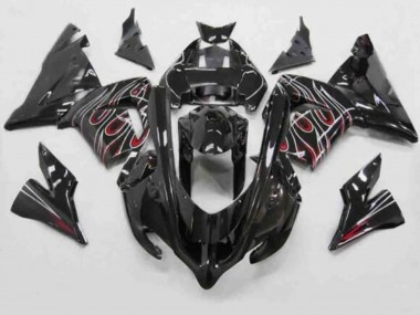 Online Negro Rojo Blanco Llama Carenado Moto Kawasaki ZX10R 2004-2005