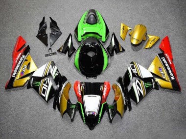 Online Oro Negro Verde Blanco Rojo Carenado Moto Kawasaki ZX10R 2004-2005