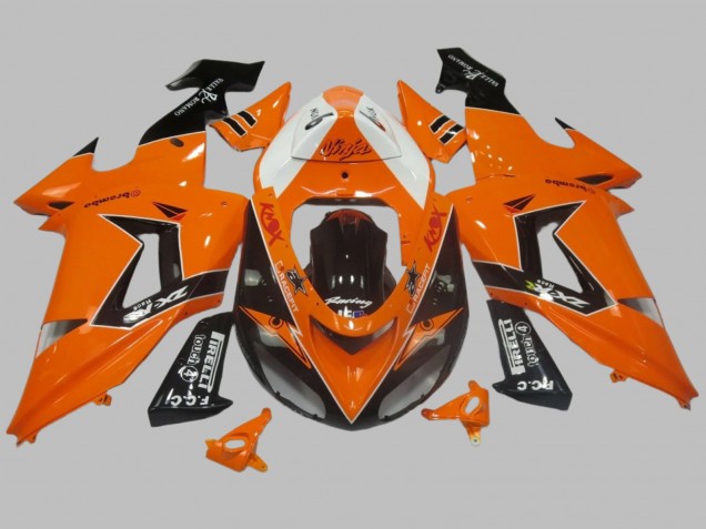 Online Naranja Blanco Negro Carrera Elf Carenados Moto Kawasaki ZX10R 2006-2007