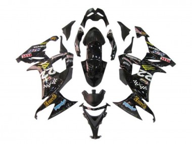 Online Negro Brillante Azul Amarillo Monstruo Carenado Moto Kawasaki ZX10R 2008-2010