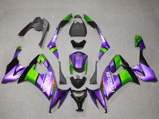 Online Púrpura Verde Negro Evangelion Carenado Moto Kawasaki ZX10R 2008-2010