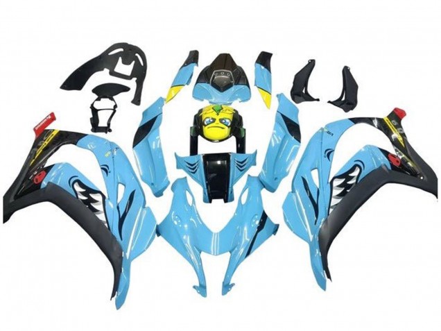 Online Azul Claro Amarillo Tiburón Carenado Moto Kawasaki ZX10R 2016-2020