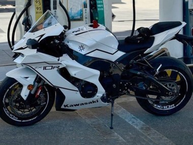 Online Blanco Negro Raya Carenado Moto Kawasaki ZX10R 2021-2025