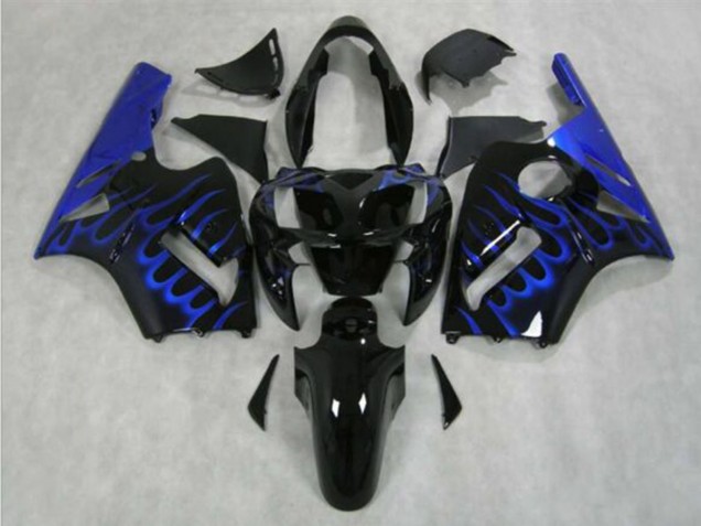 Online Negro Brillante Azul Llama Carenados Moto Kawasaki ZX12R 2002-2006