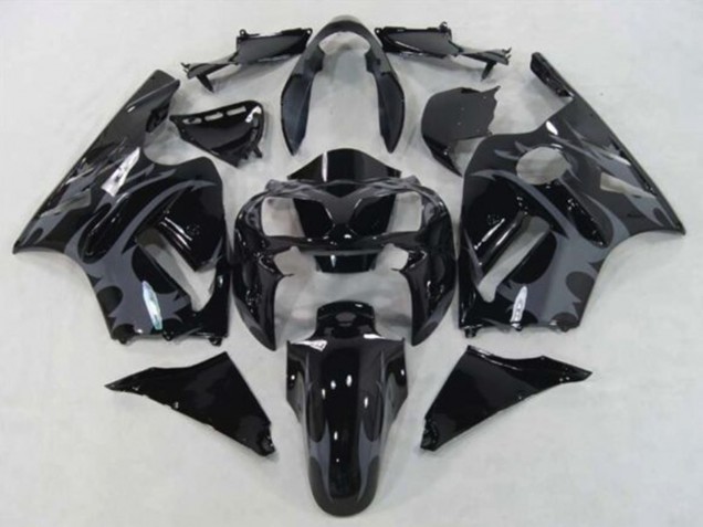 Online Negro Brillante Gris Tribal Carenado Moto Kawasaki ZX12R 2002-2006