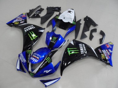 Online Blanco Azul Negro Brillante Verde Graves Yamalube Monstruo Carenado Moto Yamaha YZF R1 2012-2014