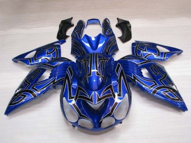 Online Azul Negro Plata Tribal Carenado Moto Kawasaki ZX14R ZZR1400 2006-2011