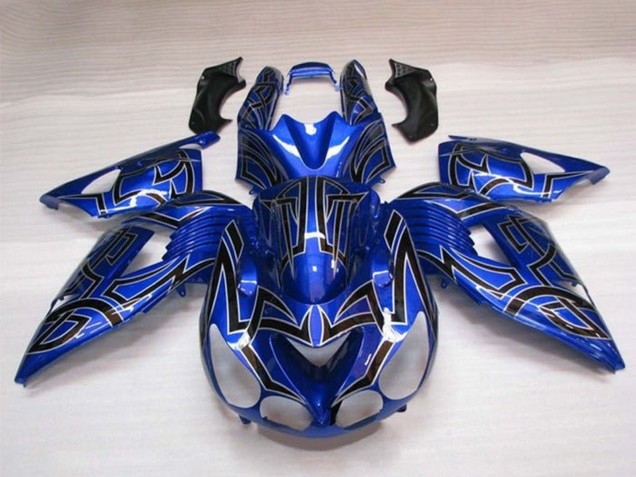 Online Azul Negro Plata Tribal Carenado Moto Kawasaki ZX14R ZZR1400 2006-2011