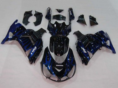Online Negro Brillante Azul Llama Carenado Moto Kawasaki ZX14R ZZR1400 2006-2011