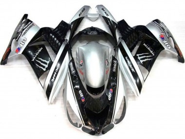 Online Plata Negro Elf Touch4 Monstruo Bridgestone Carenado Moto Kawasaki ZX14R ZZR1400 2006-2011