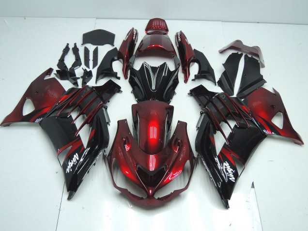Online Carenado Moto Kawasaki ZX14R ZZR1400 2012-2024 - Rojo Negro Brillante Blanco Ninja