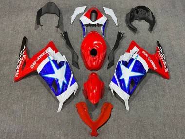 Online Blanco Rojo Azul Estrella Captain America Carenado Moto Kawasaki EX300 2013-2024