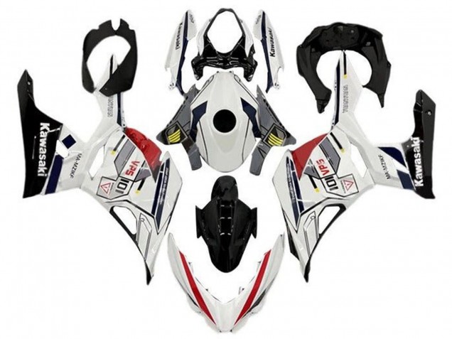 Online Blanco Gris Amarillo Rojo Negro Raya Carenado Moto Kawasaki Ninja 400 2018-2024