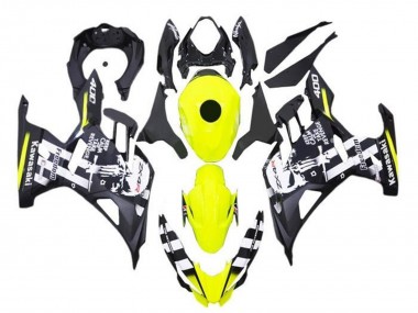 Online Amarillo Negro Blanco Cráneo Carenado Moto Kawasaki Ninja 400 2018-2024