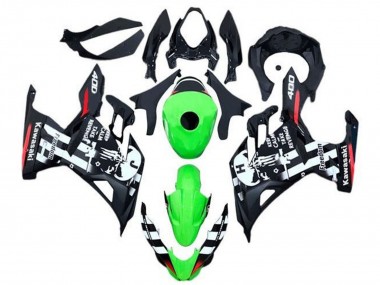 Online Verde Negro Blanco Rojo Cráneo Carenado Moto Kawasaki Ninja 400 2018-2024