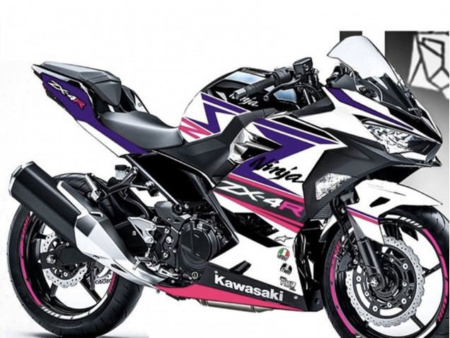 Online Blanco Púrpura Rosa Carenado Moto Kawasaki Ninja 400 2018-2024