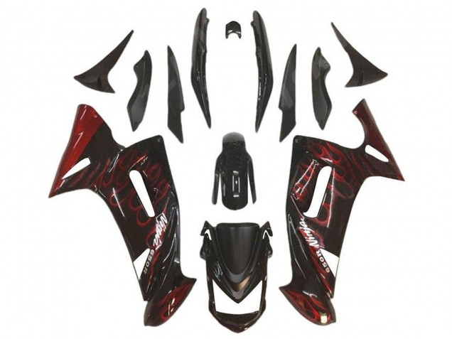 Online Negro Brillante Rojo Llama Carenado Moto Kawasaki Ninja 650 EX650 2006-2008