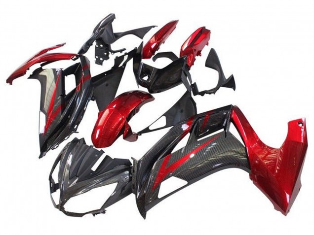 Online Rojo Negro Falso FibraCarbono Carenado Moto Kawasaki Ninja 650 EX650 2012-2016