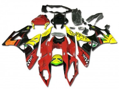 Online Amarillo Rojo Negro Tiburón Carenado Moto BMW S1000RR 2009-2014