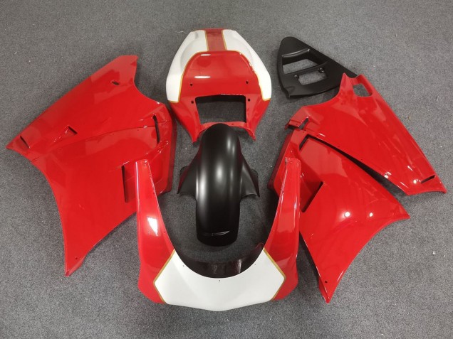 Online Blanco Rojo Oro Negro Mate Race Carenado Moto Ducati 748/916/996/998 1993-2005