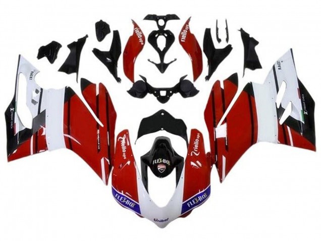 Online Blanco Rojo Azul Negro Brillante Unibat Flex-Box Carenado Moto Ducati 959/1299 2015-2020